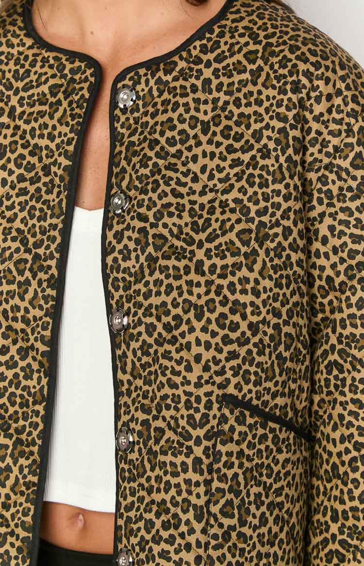 Robbie Leopard Print Quilted Jacket Image