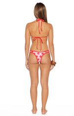 Roma Pink and Red Polka Dot Contrast Bind Bikini Bottoms Image