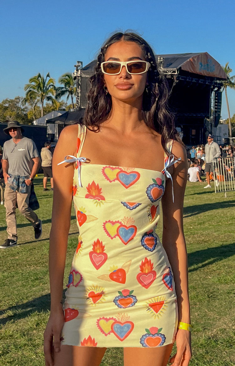 Romeo Yellow Print Mini Dress - US 6 Romeo Yellow Print Mini Dress - US 6
