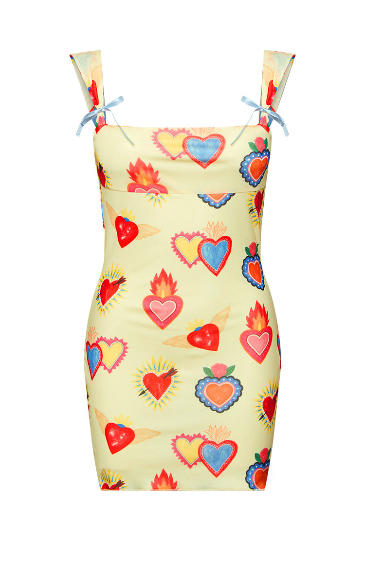 Romeo Yellow Print Mini Dress - US 6 | Beginning Boutique Exclusive Romeo Yellow Print Mini Dress - US 6 | Beginning Boutique Exclusive