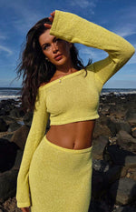Romie Yellow Knit Long Sleeve Top Image