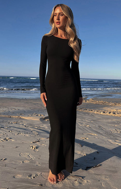 Boho Printed High Waist Long Sleeve Chiffon Dress Women Beach Party Maxi  Dresses | eBay