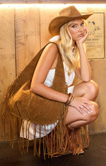 Rosalie Tan Suedette Fringe Shoulder Bag