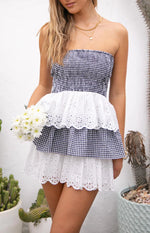 Rosealie Black And White Strapless Mini Dress