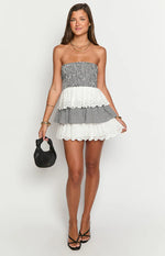 Rosealie Black And White Strapless Mini Dress - US 12