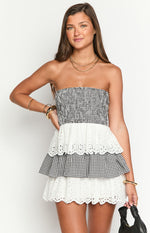 Rosealie Black And White Strapless Mini Dress Image