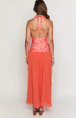 Roxanne Orange Floral Maxi Dress
