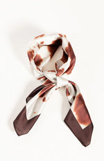 Roxy Brown Cow Print Multi Wear Satin Scarf