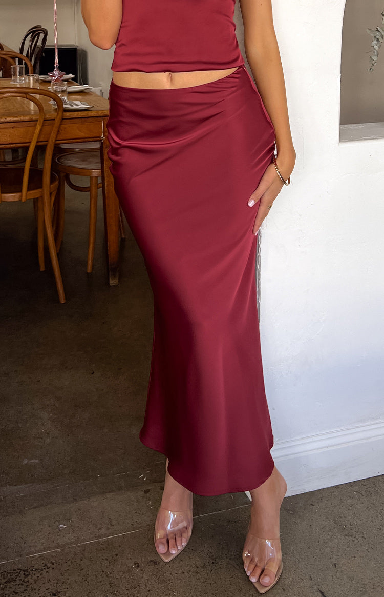 Ryland Burgundy Maxi Skirt Image