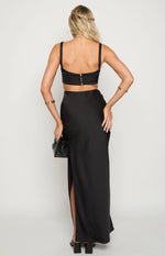 Sarah Black Corset Formal Maxi Dress