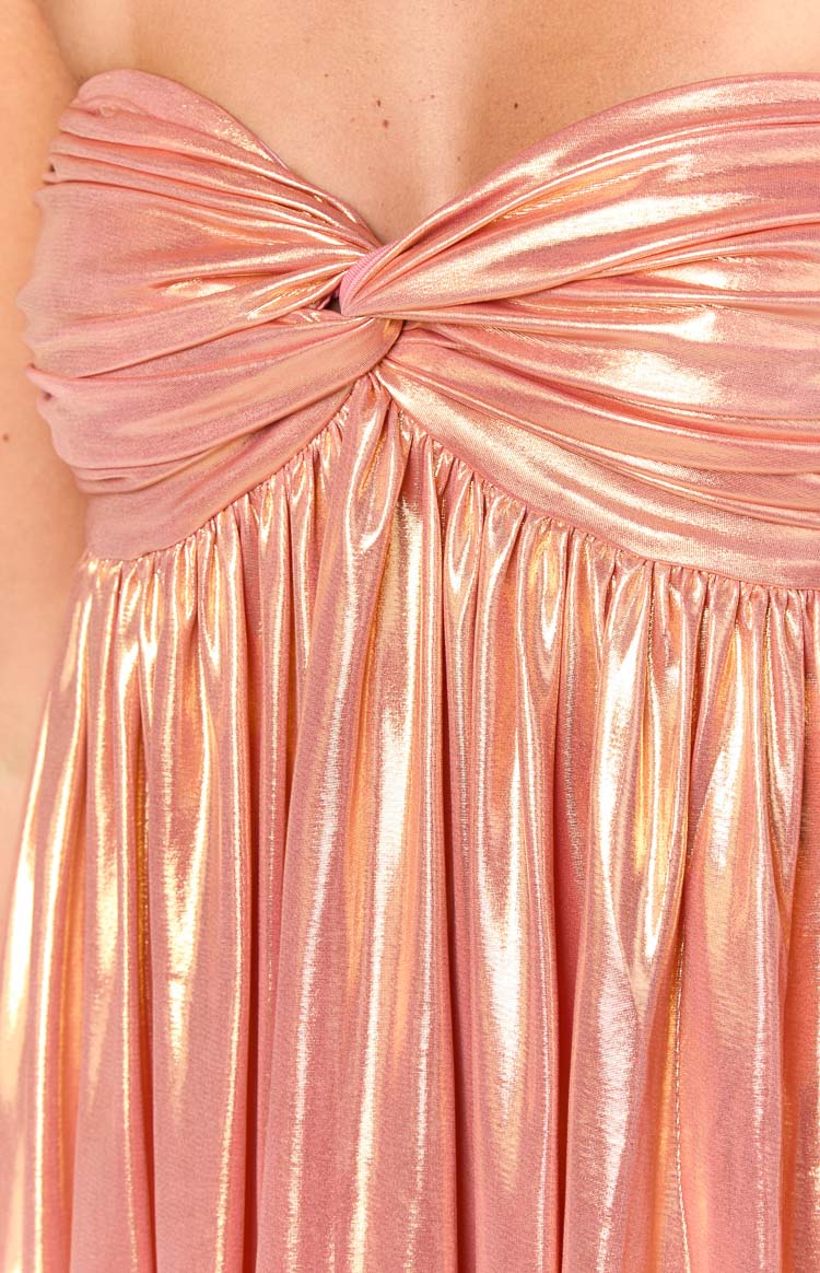 Suzu Orange Metallic Strapless Mini Dress - US 10 | Beginning Boutique Exclusive Suzu Orange Metallic Strapless Mini Dress - US 10 | Beginning Boutique Exclusive