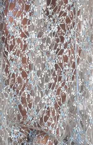 Sabella Blue Lace Sequin Maxi Skirt