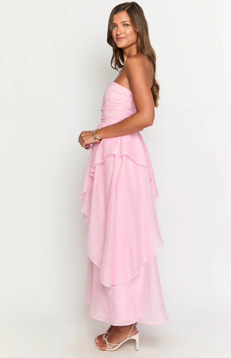pink maxi dress near me Holland Tiered Maxi Dress - Raspberry