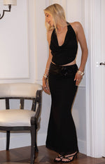 Saedee Black Halter Neck Mesh Top Image