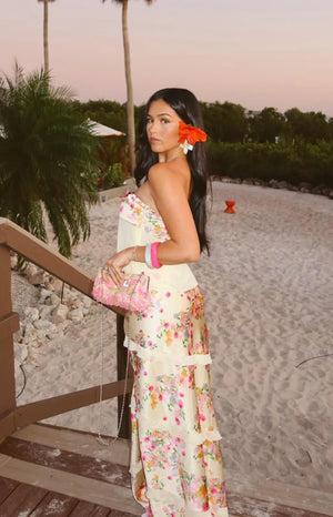 Saldana Yellow Bloom Maxi Skirt