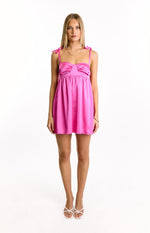 Sammie Hot Pink Satin Mini Dress Image