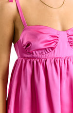 Sammie Hot Pink Satin Mini Dress Image