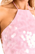 Santana Pink Sequin Halter Neck Top Image