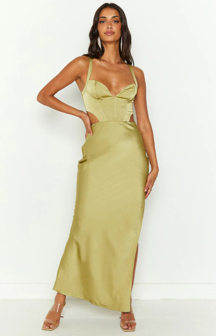 Sarah Green Corset Formal Maxi Dress - US 12 | Beginning Boutique Exclusive Sarah Green Corset Formal Maxi Dress - US 12 | Beginning Boutique Exclusive