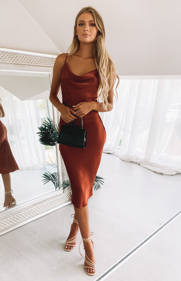 Schiffer Slip Midi Dress Rust| Beginning Boutique US 14 Schiffer Slip Midi Dress Rust| Beginning Boutique US 14