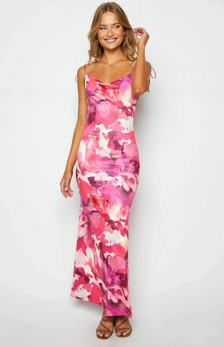 selena maxi dress Selena Pink Print Maxi Dress - 16