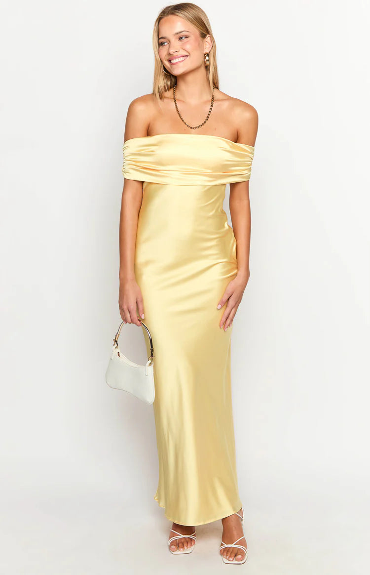 Seraphina Yellow Off The Shoulder Maxi Dress - US 0 | Beginning Boutique Exclusive Seraphina Yellow Off The Shoulder Maxi Dress - US 0 | Beginning Boutique Exclusive