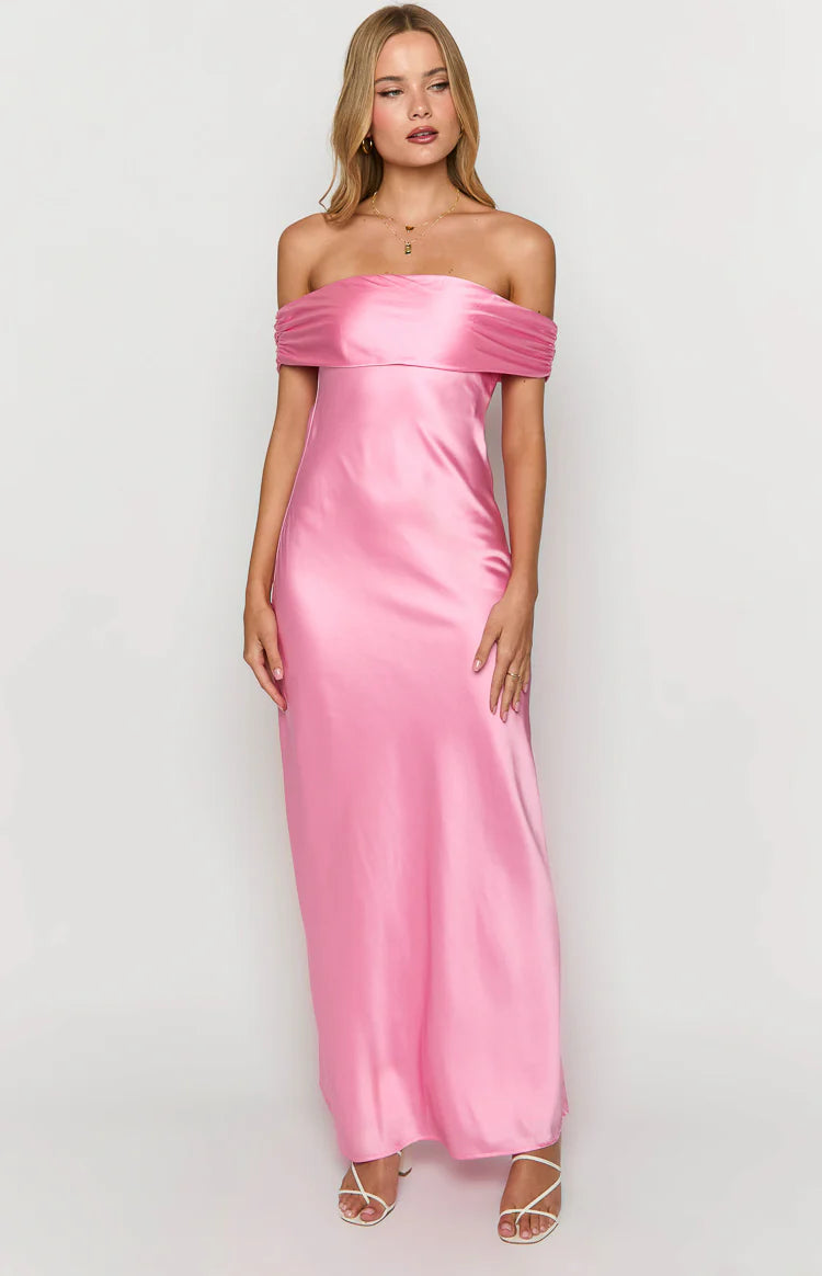 azura off the shoulder maxi dress pink Seraphina Pink Off The Shoulder Maxi Dress - US 14