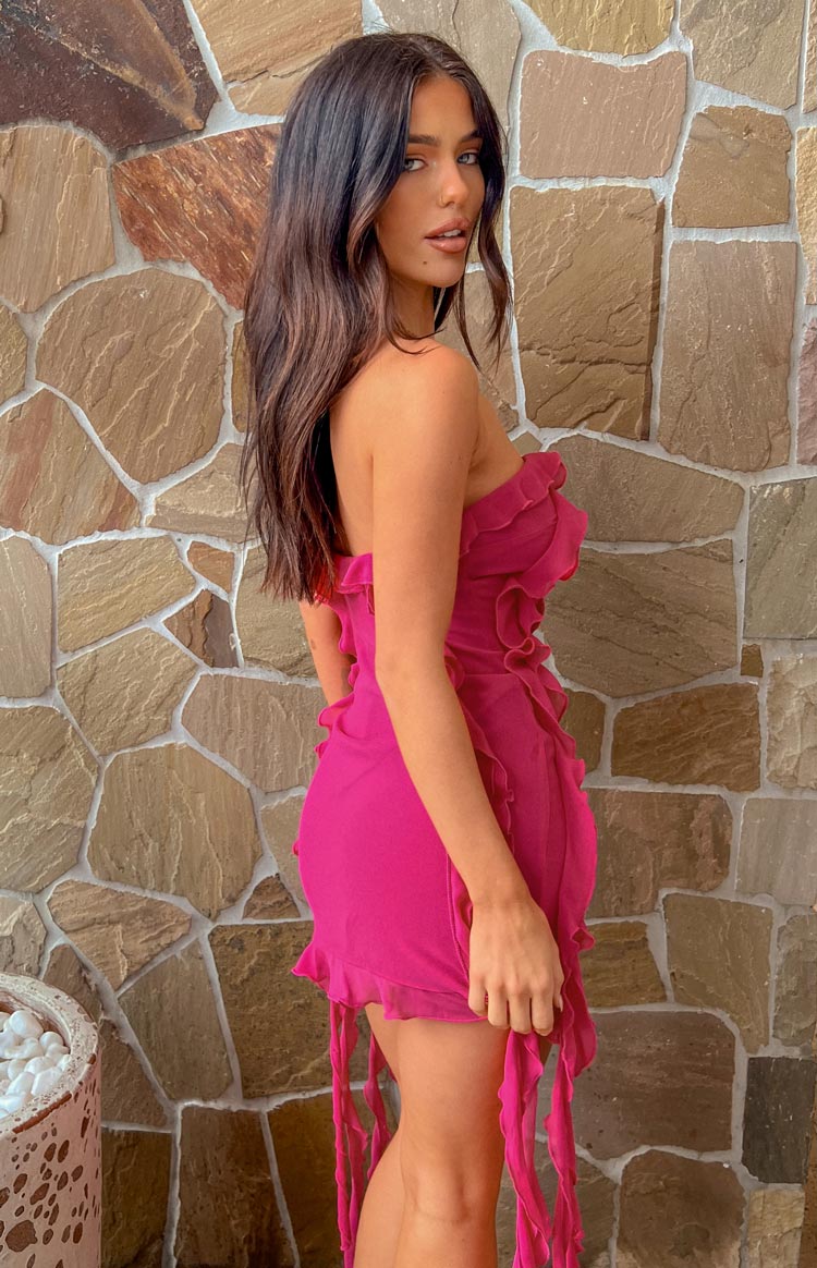 She's The One Fuchsia Tassel Mini Dress - US 10 | Beginning Boutique Exclusive She's The One Fuchsia Tassel Mini Dress - US 10 | Beginning Boutique Exclusive