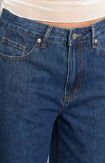 She's Yours Dark Wash Denim Wide Leg Boyfriend Jeans