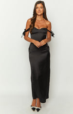 Sheridan Black Satin Maxi Dress Image
