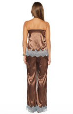 Shirley Brown Satin Lace Trim Strapless Top