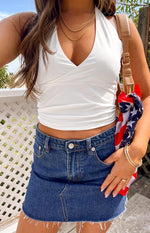 Siletto Star Blue Denim Low Rise Mini Skirt Image