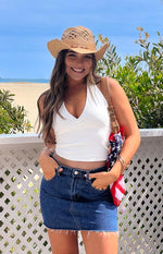 Siletto Star Blue Denim Low Rise Mini Skirt Image