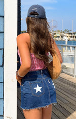 Siletto Star Blue Denim Low Rise Mini Skirt Image