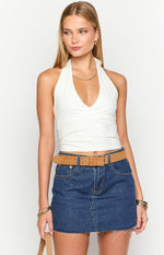 Siletto Star Blue Denim Low Rise Mini Skirt Image