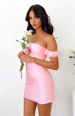Silvia Pink Satin Mini Dress Image