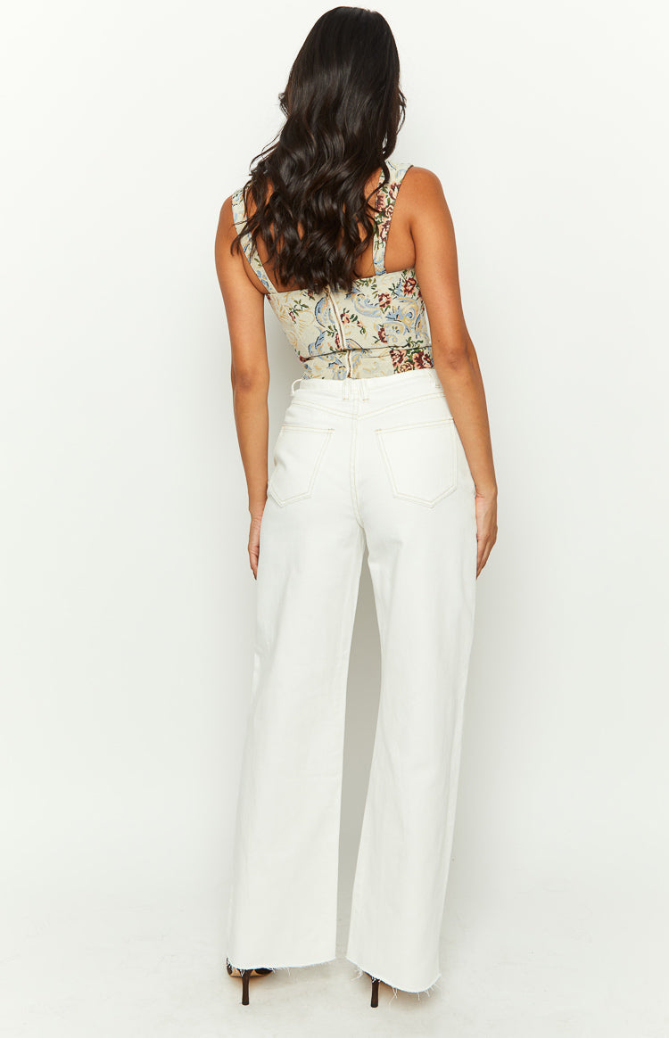 Sindney High Rise Cream Slouch Jeans Image