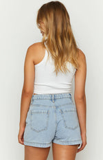 Skyline Swirl Light Wash Denim Skort