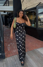 Smith Black Satin Spot Maxi Dress