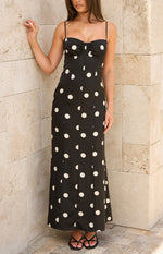Smith Black Satin Spot Maxi Dress Image
