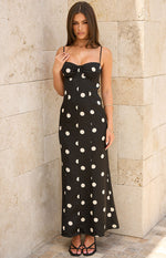 Smith Black Satin Spot Maxi Dress Image
