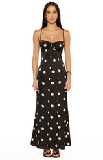 Smith Black Satin Spot Maxi Dress Image