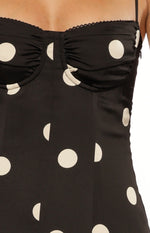 Smith Black Satin Spot Maxi Dress Image