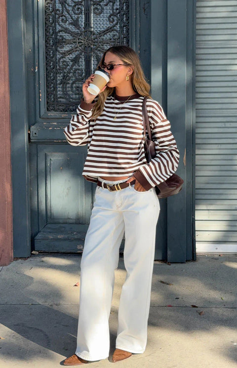 トップス momentel Go  Stripe Long Sleeve So-Breezy-Chocolate-Stripe-