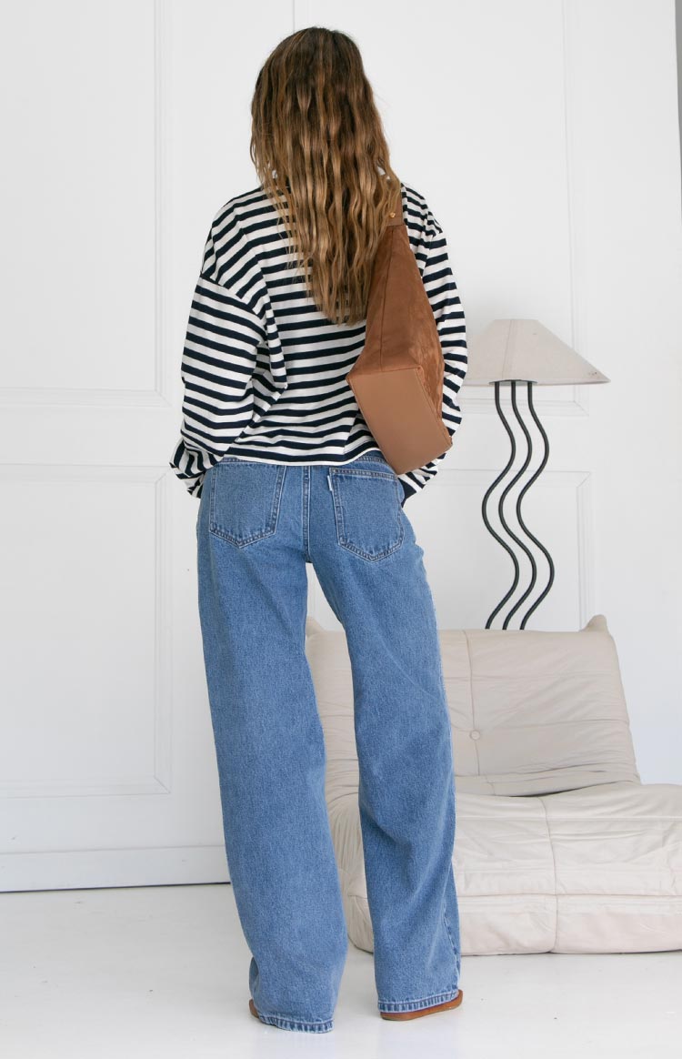 So Breezy Navy Stripe Long Sleeve Top Image