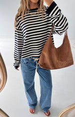 So Breezy Navy Stripe Long Sleeve Top Image