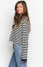 So Breezy Navy Stripe Long Sleeve Top Image