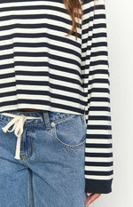 So Breezy Navy Stripe Long Sleeve Top Image