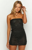 Sofie Black Sequin Knit Strapless Mini Dress Image