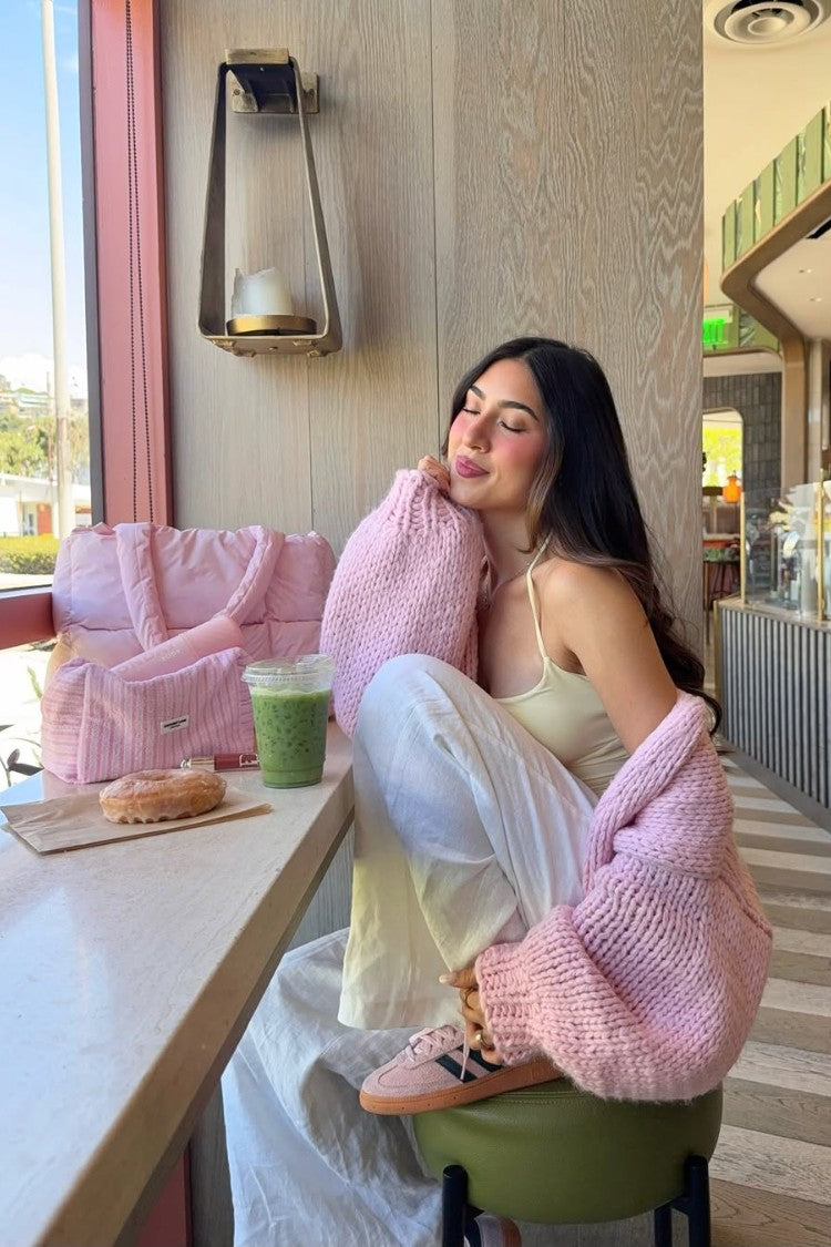 Sorbet Pink Chunky Cardigan | Beginning Boutique US